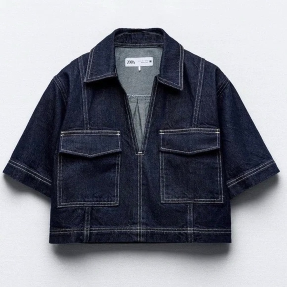 Zara Z1975 CROPPED DENIM SHIRT